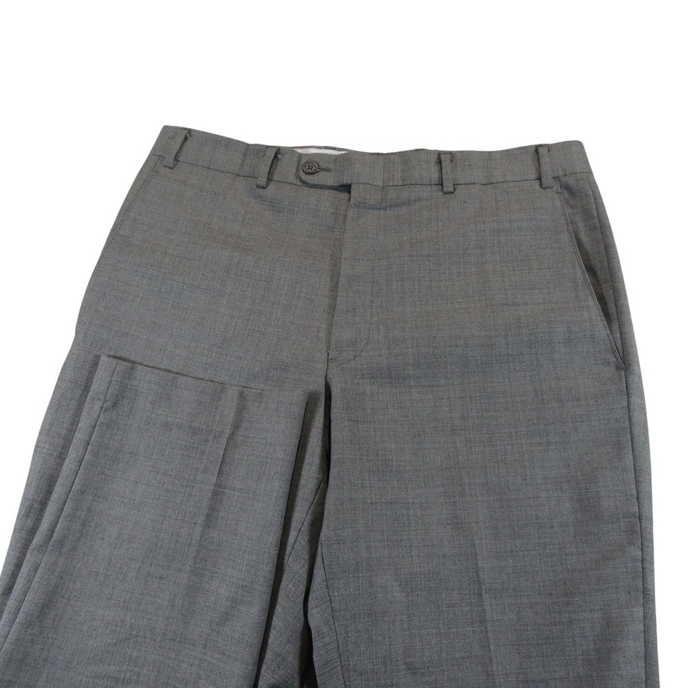 JWN Mens Dress Pants 35 x 30 Traditional Fit Light Gray Crosshatch Wool Blend